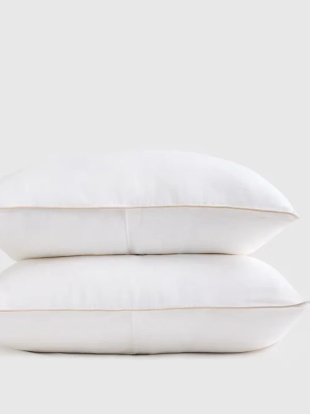 European Linen Piped Sham Set King white toffee